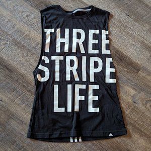 Adidas Three Stripe Life Black Tank Top | XS